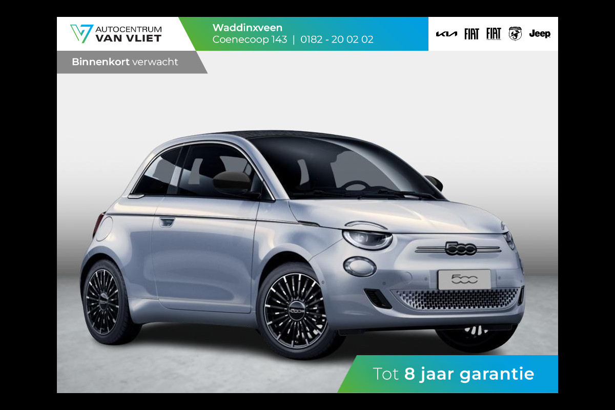 Fiat 500C Hybrid La Prima Cabrio | Clima | LED | PDC | JBL Premium Audio | 17" | Camera | BSM | Canneloni Ivory/Piombo interieur