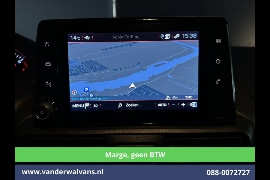 Peugeot Partner 1.2 PureTech **Marge, Geen BTW** 131pk Automaat Benzine L1H1 Euro6 Airco | 3-Zits | Camera | Navigatie | Apple Carplay Cruisecontrol, Android Auto, Parkeersensoren, Bijrijdersbank