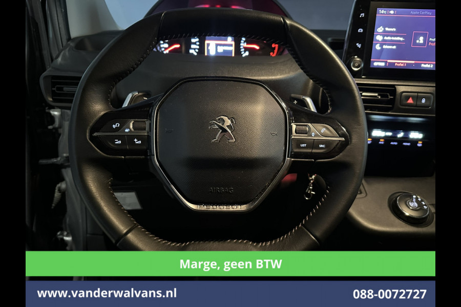 Peugeot Partner 1.2 PureTech **Marge, Geen BTW** 131pk Automaat Benzine L1H1 Euro6 Airco | 3-Zits | Camera | Navigatie | Apple Carplay Cruisecontrol, Android Auto, Parkeersensoren, Bijrijdersbank