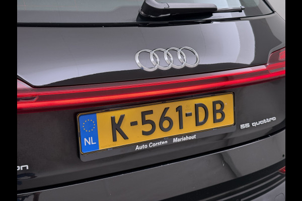 Audi e-tron 55 Quattro 95kWh 408PK- Leer+Verwarmd Trekhaak Luchtvering Adap.Cruise Navi Ecc Stoelverwarming Business edition Plus LED Lmv Elek.Achterklep Privacy Glas Keyless Zwarte Hemel Origineel Nederlandse Auto SOH 89% Trekhaak 1800kg !
