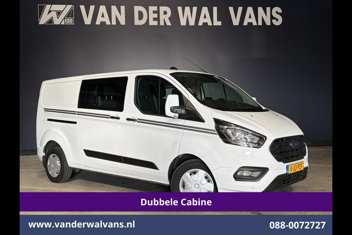 Ford Transit Custom 2.0 TDCI 131pk Automaat L2H1 Dubbele cabine Euro6 Airco | 6-Zits | Camera | Navigatie | Apple Carplay LED, Trekhaak, Cruisecontrol, Android Auto, Stoelverwarming, Verwarmde Voorruit, Parkeersensoren, Bijrijdersbank