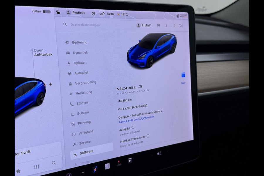 Tesla Model 3 SR+ 325PK Trekhaak AutoPilot Leer PanoramaDak Adaptive Cruise Lmv 18" Camera's Elektr.-Stuur+Stoelen+Spiegels+Geheugen+Easy-Entr Soh 83% Ecc Navi Led DAB Voorverwarmen interieur via App Keyless One-Pedal-Drive 1.000KG Trekgewicht 1e Eigenaar Origineel Nederlandse Auto Fabrieksgarantie op Accu en Motor tot 160.000km/04-12-2027