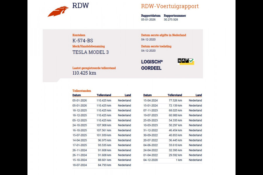 Tesla Model 3 RWD SR Plus 325PK LFP Accu AutoPilot Leer Pano-Dak Adaptive-Cruise Camera's Elektr.-Stuur+Stoelen+Spiegels+Geheugen+Easy-Entry+V Navi LED DAB Voorverwarmen Keyless One-Pedal-Drive Lmv 18" SOH 89% 1e Eigenaar Origineel Nederlandse Auto Fabrieks Garantie op Accu en Motor tot 4-12-2028/160.000km