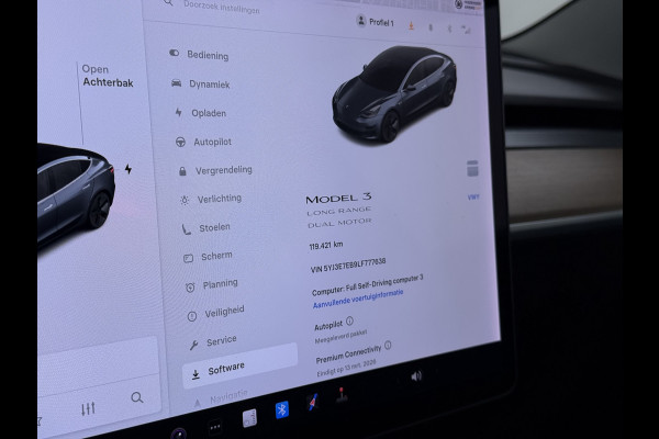 Tesla Model 3 Long Range AWD 75kWh Trekhaak Warmtepomp Lmv 18" AutoPilot Leder Pano-Dak Adaptive-Cruise Camera's Elektr.-Stuur+Stoelen+Spiegel Navi LED DAB Voorverwarmen interieur Keyless One-Pedal-Drive 4WD 1.000kg Trekvermogen Origineel Nederlandse Auto Fabrieksgarantie op Accu en Motor tot 25-09-2028/192.00km