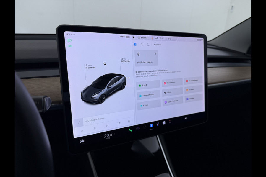 Tesla Model 3 Long Range AWD 75kWh Trekhaak Warmtepomp Lmv 18" AutoPilot Leder Pano-Dak Adaptive-Cruise Camera's Elektr.-Stuur+Stoelen+Spiegel Navi LED DAB Voorverwarmen interieur Keyless One-Pedal-Drive 4WD 1.000kg Trekvermogen Origineel Nederlandse Auto Fabrieksgarantie op Accu en Motor tot 25-09-2028/192.00km
