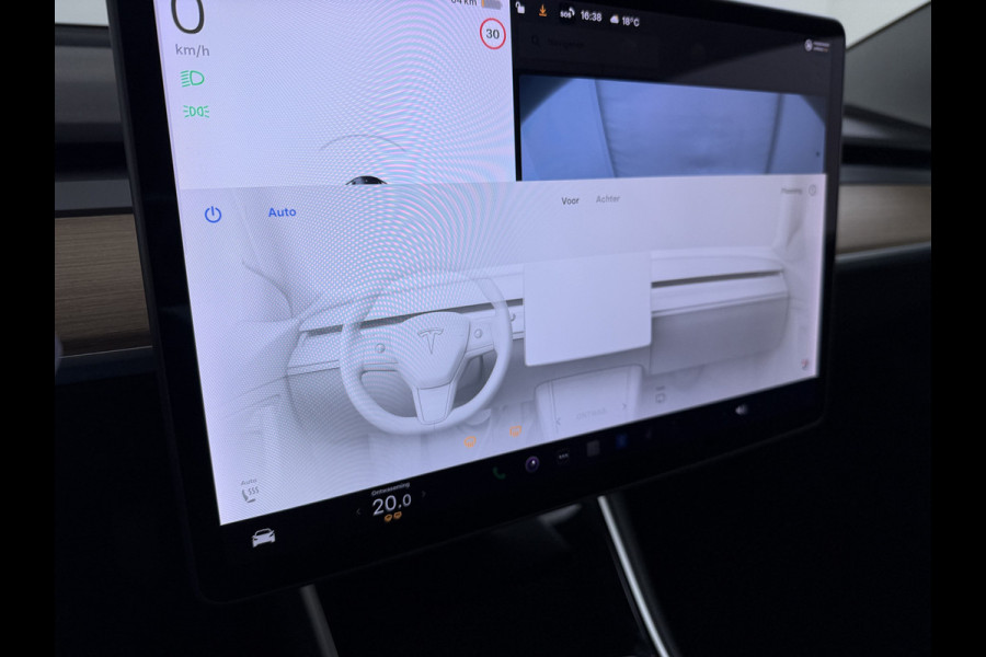 Tesla Model 3 Long Range AWD 75kWh Trekhaak Warmtepomp Lmv 18" AutoPilot Leder Pano-Dak Adaptive-Cruise Camera's Elektr.-Stuur+Stoelen+Spiegel Navi LED DAB Voorverwarmen interieur Keyless One-Pedal-Drive 4WD 1.000kg Trekvermogen Origineel Nederlandse Auto Fabrieksgarantie op Accu en Motor tot 25-09-2028/192.00km