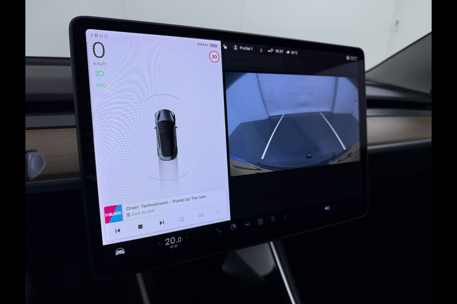 Tesla Model 3 Long Range AWD 75kWh Trekhaak Warmtepomp Lmv 18" AutoPilot Leder Pano-Dak Adaptive-Cruise Camera's Elektr.-Stuur+Stoelen+Spiegel Navi LED DAB Voorverwarmen interieur Keyless One-Pedal-Drive 4WD 1.000kg Trekvermogen Origineel Nederlandse Auto Fabrieksgarantie op Accu en Motor tot 25-09-2028/192.00km