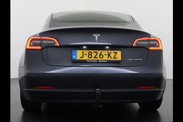 Tesla Model 3 Long Range AWD 75kWh Trekhaak Warmtepomp Lmv 18" AutoPilot Leder Pano-Dak Adaptive-Cruise Camera's Elektr.-Stuur+Stoelen+Spiegel Navi LED DAB Voorverwarmen interieur Keyless One-Pedal-Drive 4WD 1.000kg Trekvermogen Origineel Nederlandse Auto Fabrieksgarantie op Accu en Motor tot 25-09-2028/192.00km