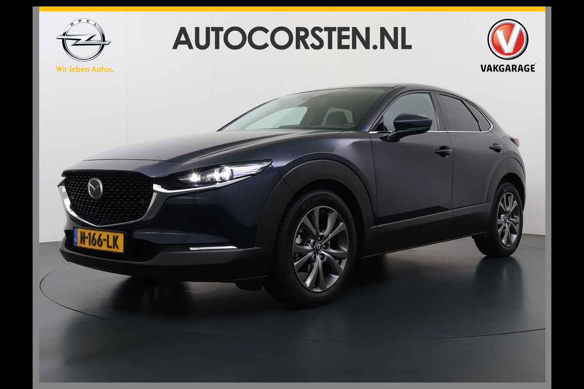 Mazda CX-30 2.0I 187PK Automaat e-Hybrid Luxury Leder Bose®-Audio Adap.Cruise Apple Carplay/Android Auto Navi Ecc Camera Head-Up Display Sky Pdc Elek.Stoel Stoel+Stuurverwarming Elek.Achterklep Dodehoek detector Rijstrooksensor 1e Eigenaar Origineel Nederlandse Auto Zeer compleet!