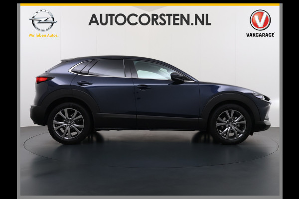 Mazda CX-30 2.0I 187PK Automaat e-Hybrid Luxury Leder Bose®-Audio Adap.Cruise Apple Carplay/Android Auto Navi Ecc Camera Head-Up Display Sky Pdc Elek.Stoel Stoel+Stuurverwarming Elek.Achterklep Dodehoek detector Rijstrooksensor 1e Eigenaar Origineel Nederlandse Auto Zeer compleet!