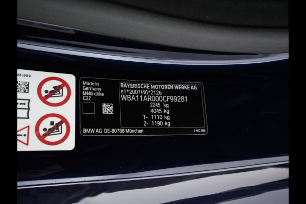 BMW 4 Serie Coupé M440i xDrive High Executive Aut. *PANO | LEATHER | HARMAN/KARDON | HEAD-UP | LASER-LED | ADAPTIVE-CRUISE | TOPVIEW | MEMORY-PACK | KEYLESS | HEATED-SPORTSEATS | DAB+ | DIGI-COCKPIT | SHIFTPADDLES | TOWBAR | 19''ALU*