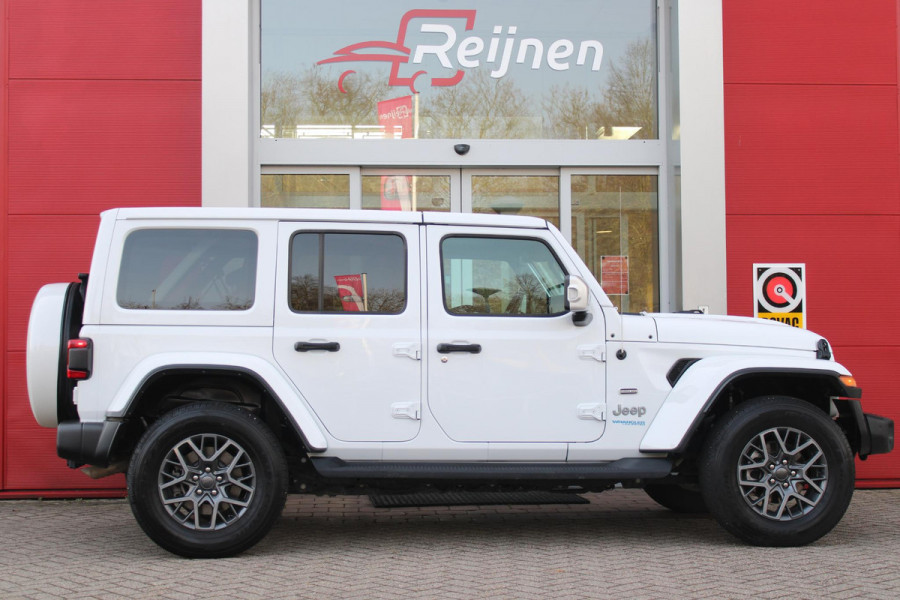 Jeep Wrangler Unlimited 4xe 380PK SAHARA OVERLAND | TRAILRATED | NAVIGATIE | APPLE CARPLAY/ANDROID AUTO | ACHTER/VOOR CAMERA | UITNEEMBARE DAKPLATEN | HARDTOP IN KLEUR | LEDEREN BEKLEDING | STOEL/STUUR VERWARMING | LED KOPLAMPEN | ADAPTIVE CRUISE CONTROL | TREE PLANKEN | HARD WHEELCOVER |