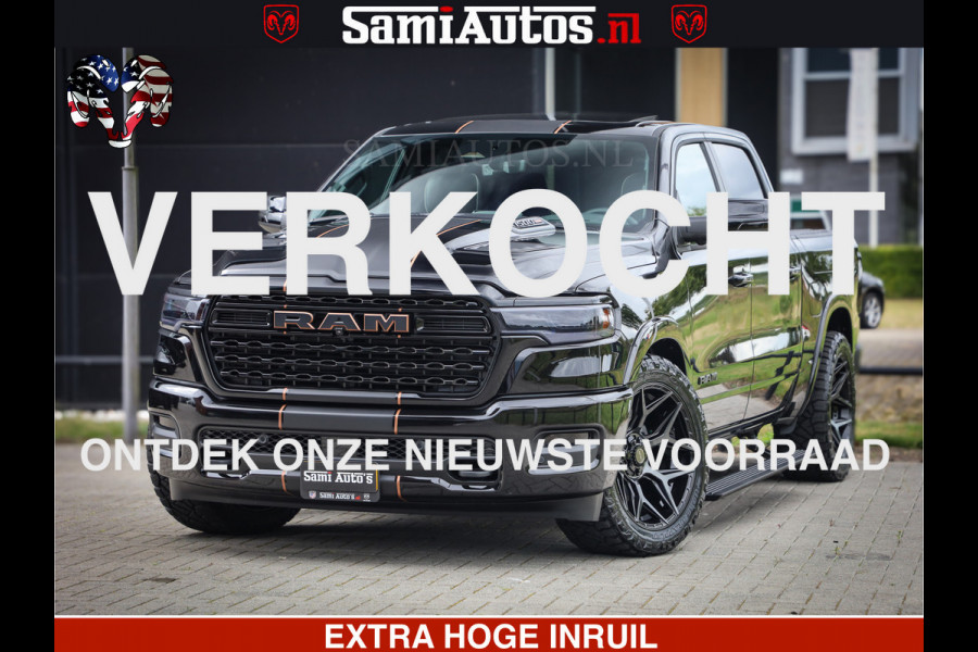 Dodge Ram 1500 Limited Night H.O 540HP 706Nm | Massage + Full Option | De Meest Luxe en Volle Pick-Up in zijn Klasse | Comfortabele Dubbele Cabine met Royale 5 Zitplaatsen | BPM vrij | Nu Leverbaar uit Voorraad | Voorraad Nr 2338 - 5404
