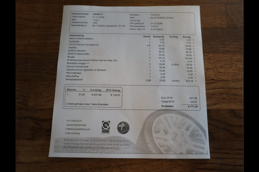 Alfa Romeo Giulia 2.0T Super Adaptive CC / Navi/ Camera /Pdc / Carplay /Stoel/Stuurverw / Automaat