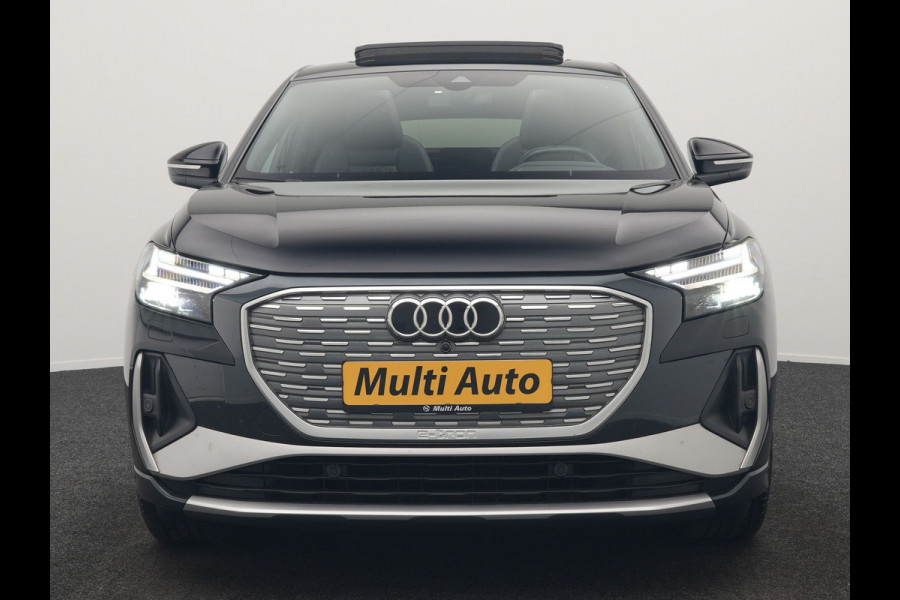 Audi Q4 Sportback e-tron 50 Quattro S Line 77 kWh 300pk Dealer O.H. | Trekhaak Af Fabriek | Panodak | Adaptive Cruise | Head Up | Camera | Matrix LED | Lederen Sportstoelen Verwarmd | Sfeerverlichting | Apple Carplay | Keyless | Blis | 20"L.M | Navigatie |