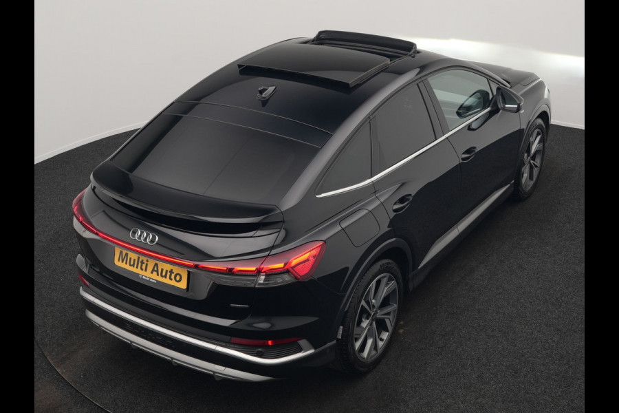 Audi Q4 Sportback e-tron 50 Quattro S Line 77 kWh 300pk Dealer O.H. | Trekhaak Af Fabriek | Panodak | Adaptive Cruise | Head Up | Camera | Matrix LED | Lederen Sportstoelen Verwarmd | Sfeerverlichting | Apple Carplay | Keyless | Blis | 20"L.M | Navigatie |