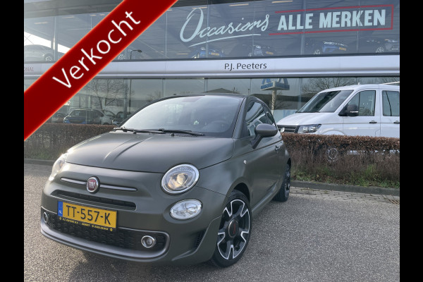 Fiat 500 0.9 TwinAir Turbo Sport Mat Groen Airco -  Cruise control - Bluetooth - Groot navigatiesysteem - Mistlampen voor - Licht metalen velgen 16 inch - Start/stop systeem - Stuur leder - Stuur multifunctioneel - Centrale deurvergrendeling met afstandsbediening