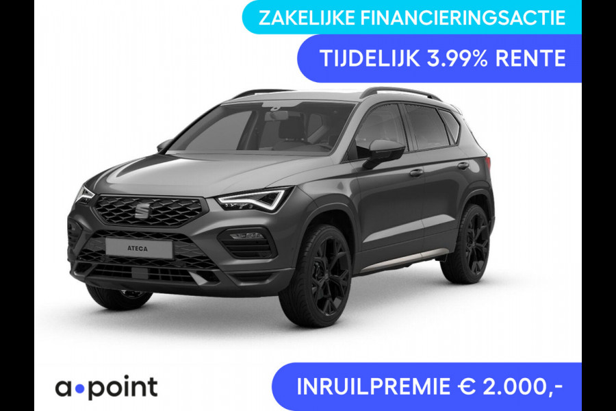 Seat Ateca 1.5 TSI FR Business Intense | Elektr. Panoramisch kanteldak| Velgen 'Exclusive Glossy Black', 19 inch | Kuipstoelen, Dinamica Aurora Blue (suede look) | Verwambare voorstoelen + Stuurwiel | Draadloze Carplay
