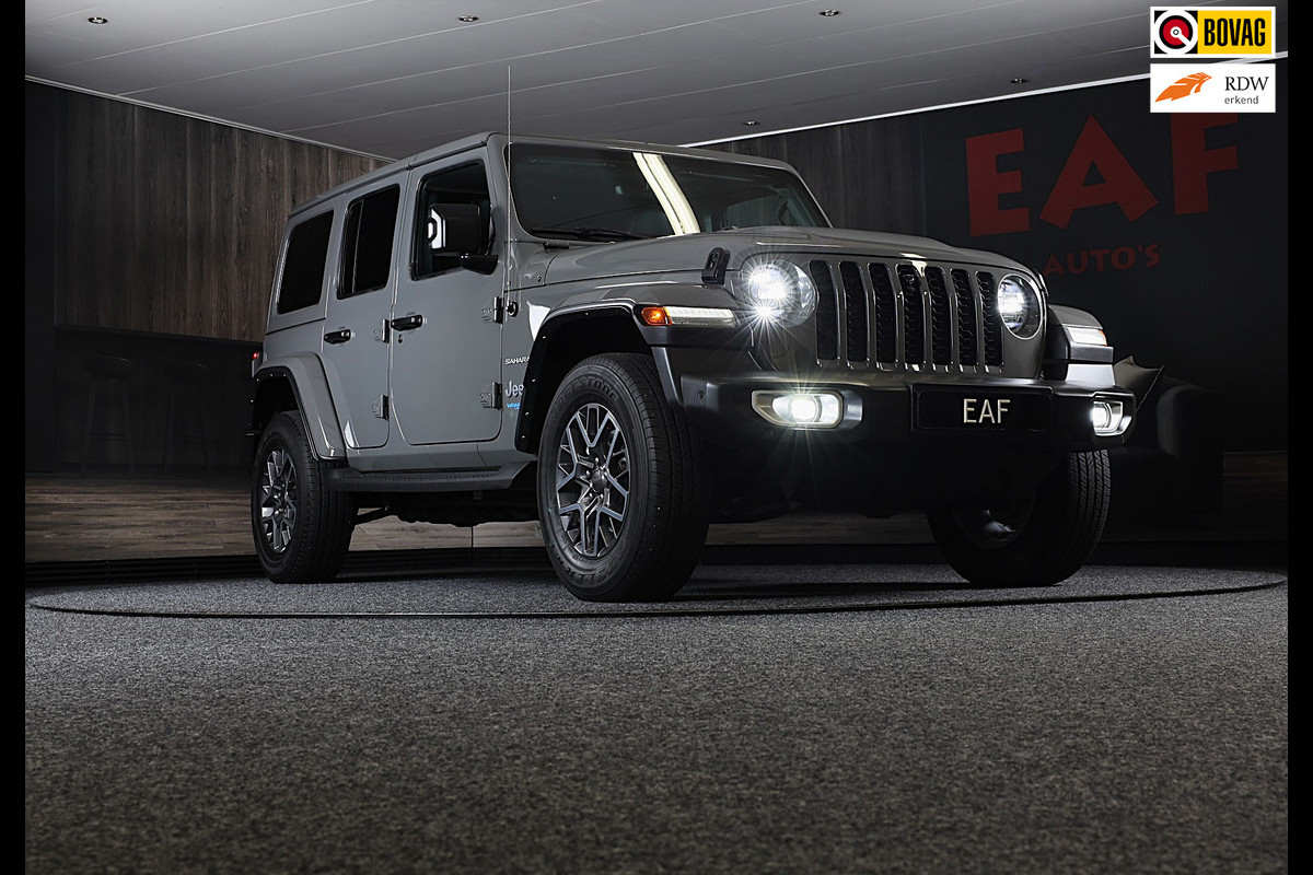 Jeep Wrangler Unlimited 4xe 380 Sahara / 360 Camera / Leder / Navi / Ecc / Elek Pakket / Led / Pdc / 18 Inch / TOPSTAAT