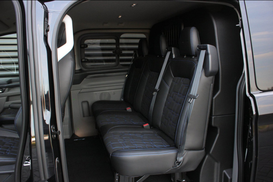 Ford Transit Custom 320 2.0 TDCI L2H1 MS-RT DC AWD DUBBEL CABINE BPM VRIJ / KUIPSTOELEN / DIRECT RIJDEN / NAVIGATIE / FULL BLACK