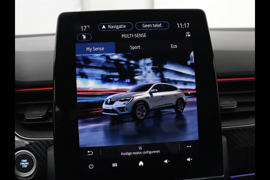 Renault Arkana 1.6 E-Tech Hybrid 145 R.S. Line | Panoramadak | Leder/Alcantara | Trekhaak | Stoelverwarming | Adaptive cruise | Camera | Carplay | Keyless | Park Assist | Full LED | Navigatie | Stuurverwarming