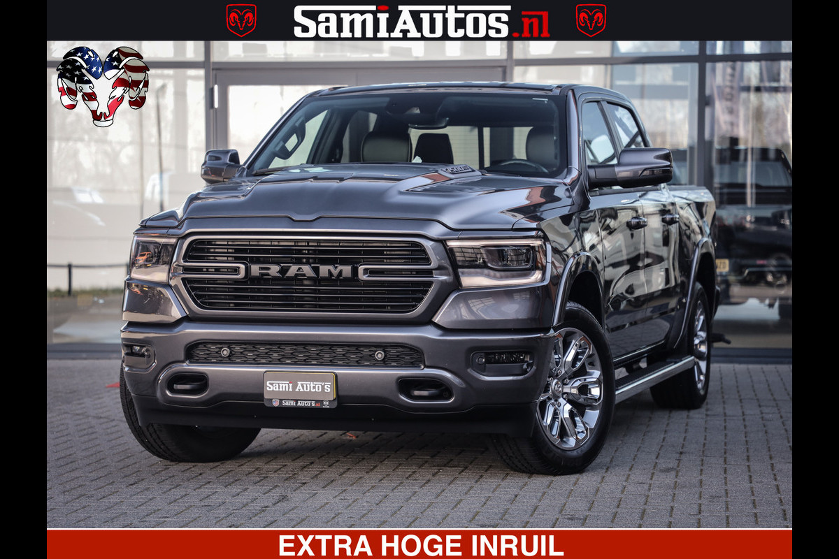 Dodge Ram 1500 LARAMIE SPORT | 5.7 V8 4X4 | 12 INCH MULTIMEDIA | MEMORY SEAT | BED STEP | 3500KG | GRANITE CRYSTAL | PRINS LPG | CRUISE | FULL LED | ALARM K3 | UITLAAT KLEP SYSTEEM ALS NIEUW!