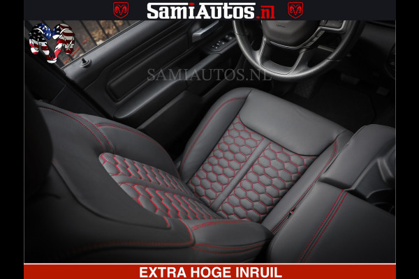 Dodge Ram RS LEDER RODE STIKSELS | 6 PERSOONS | 420Pk 636Nm | Pick-Up | Comfortabele Dubbele Cabine met Royale 6 Zitplaatsen | BPM vrij | Nu Leverbaar uit Voorraad | Voorraad Nr 2217- 2911
