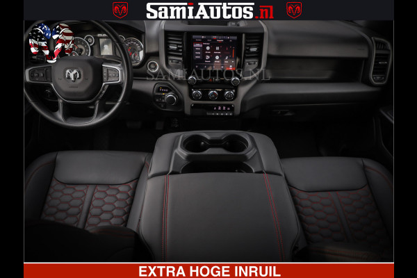 Dodge Ram RS LEDER RODE STIKSELS | 6 PERSOONS | 420Pk 636Nm | Pick-Up | Comfortabele Dubbele Cabine met Royale 6 Zitplaatsen | BPM vrij | Nu Leverbaar uit Voorraad | Voorraad Nr 2217- 2911