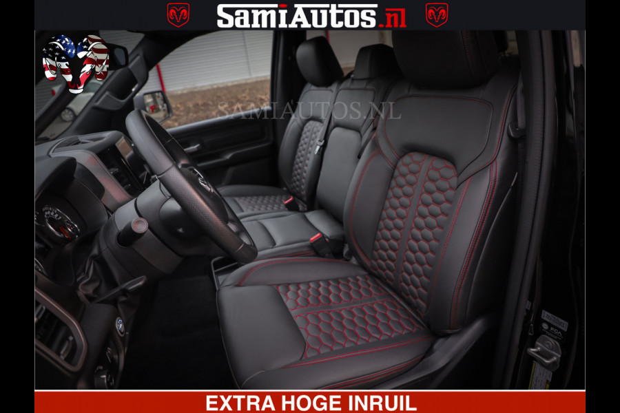 Dodge Ram RS LEDER RODE STIKSELS | 6 PERSOONS | 420Pk 636Nm | Pick-Up | Comfortabele Dubbele Cabine met Royale 6 Zitplaatsen | BPM vrij | Nu Leverbaar uit Voorraad | Voorraad Nr 2217- 2911