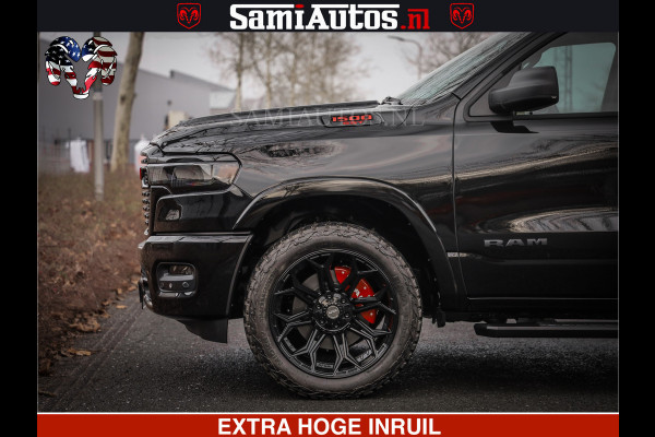 Dodge Ram RS LEDER RODE STIKSELS | 6 PERSOONS | 420Pk 636Nm | Pick-Up | Comfortabele Dubbele Cabine met Royale 6 Zitplaatsen | BPM vrij | Nu Leverbaar uit Voorraad | Voorraad Nr 2217- 2911