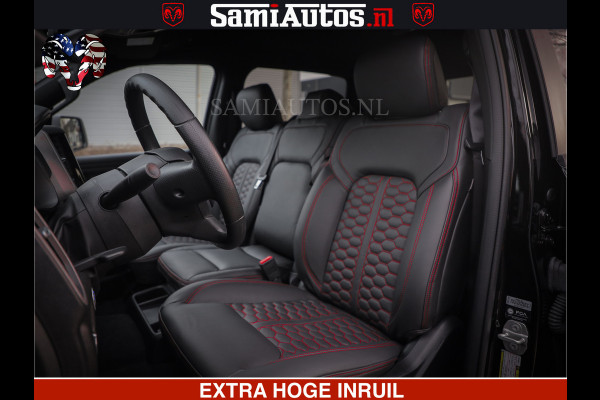 Dodge Ram RS LEDER RODE STIKSELS | 6 PERSOONS | 420Pk 636Nm | Pick-Up | Comfortabele Dubbele Cabine met Royale 6 Zitplaatsen | BPM vrij | Nu Leverbaar uit Voorraad | Voorraad Nr 2217- 2911