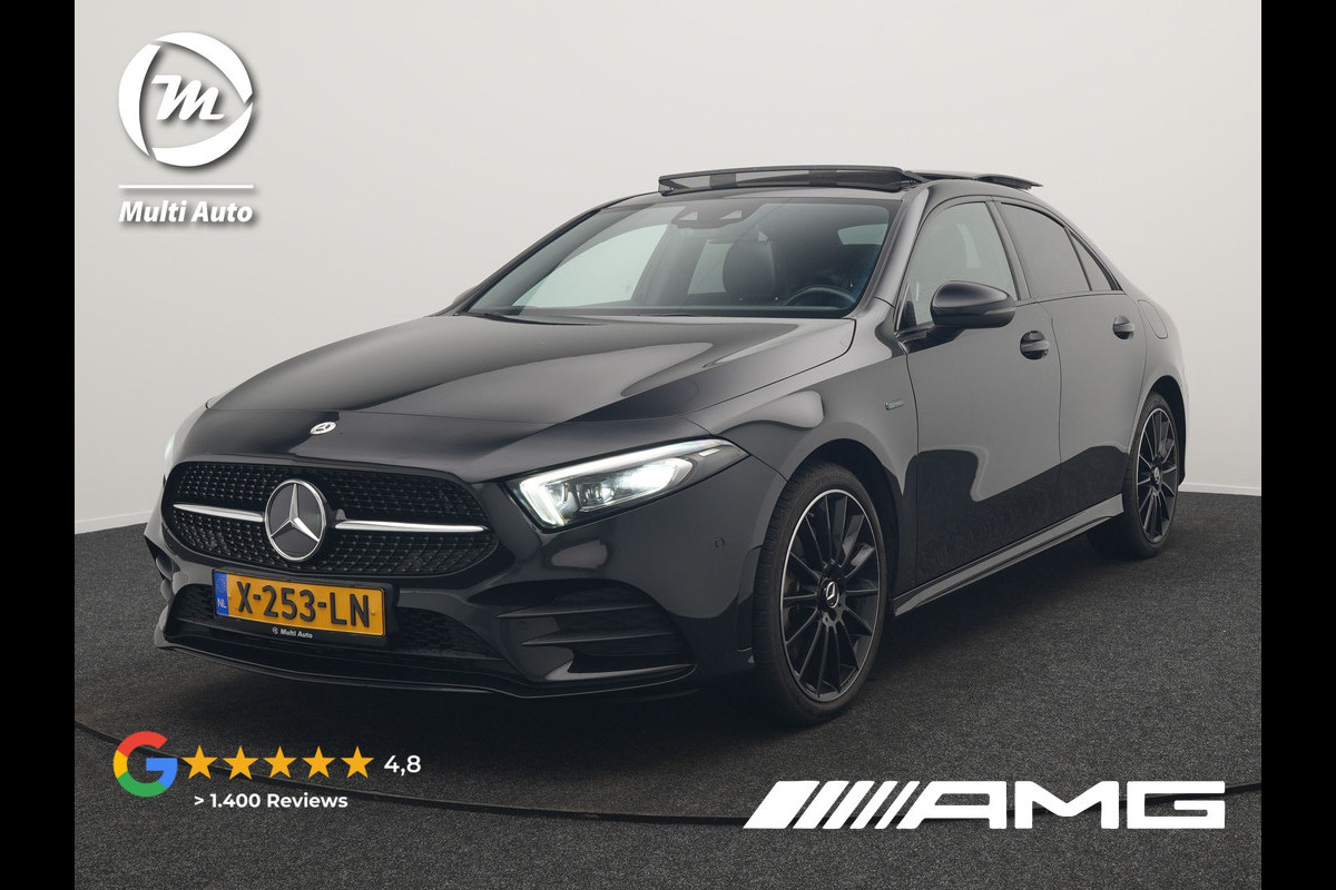 Mercedes-Benz A-Klasse 250 e AMG Line Plug In Hybrid 263pk PHEV | Panodak | Multibeam LED | Alcantara Sportstoelen Verwarmd | Apple Carplay | Sfeerverlichting | Blis | Cruise Control | Navigatie | Virtual | DAB |