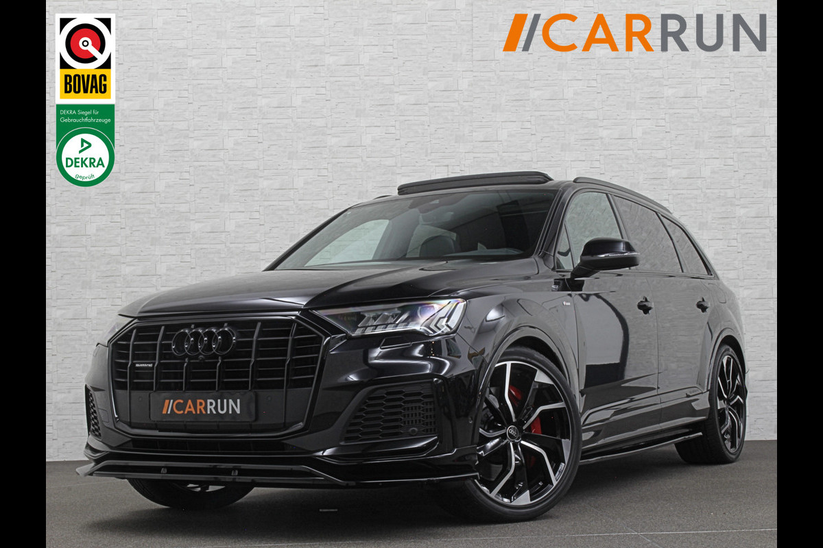 Audi Q7 3.0 V6 380pk Hybrid S-Line Sportpack | Panorama | Leder | Luchtvering | 22" | LED-Matrix | Keyless-Go | 22 inch | Memory | Alarm | Stoelverwarming V+A | Camera | Virtual-Cockpit | 3-Zone Clima | Draadloos Laden | Standkachel | Rijklaarprijs!