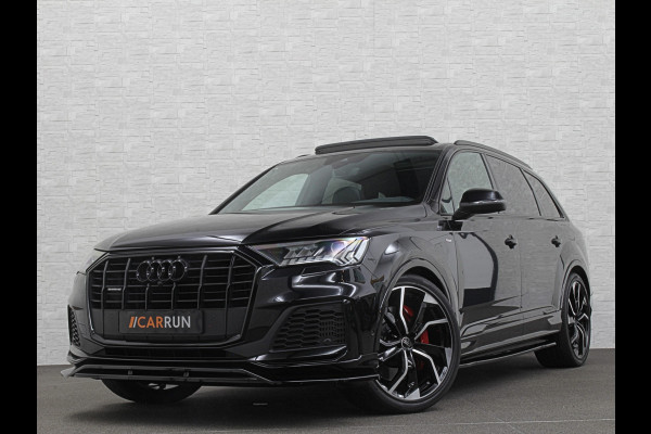 Audi Q7 55 TFSI e S-Line | Panorama | Leder | Luchtvering | LED-Matrix | Keyless-Go | 22 inch | Memory | Stoelverwarming V+A | Camera | Virtual-Cockpit | 3-Zone Clima | Draadloos Laden | Standkachel | Getint Glas |