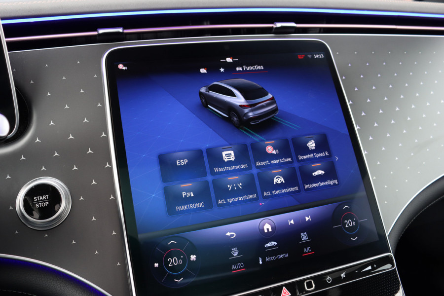 Mercedes-Benz EQE SUV 350 4MATIC AMG Line 91 kWh | Distronic+ | Panoramadak | Memory | Burmester | Digital Light | Surround Camera | 22kW | Warmtepomp | Keyless Go |