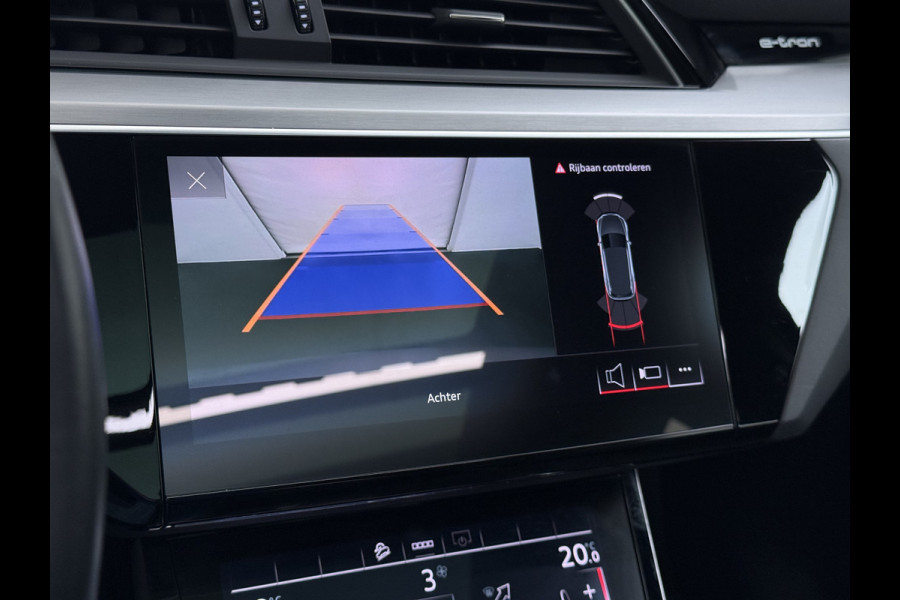 Audi e-tron Quattro S-Line Pano-dak Luchtvering Sportstoelen Zwarte-Hemel PTC Apple Carplay Androi Auto Leder/Alcantara Memory Navi Camera P SOH 91% Stoelverwarming Led Elek.Stoelen DAB Elek.Achterklep Keyless Dealeronderhouden Origineel Nederlandse Auto Zeer Compleet