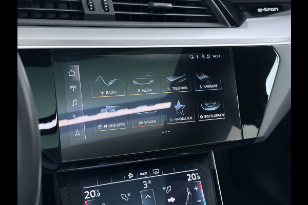 Audi e-tron Quattro S-Line Pano-dak Luchtvering Sportstoelen Zwarte-Hemel PTC Apple Carplay Androi Auto Leder/Alcantara Memory Navi Camera P SOH 91% Stoelverwarming Led Elek.Stoelen DAB Elek.Achterklep Keyless Dealeronderhouden Origineel Nederlandse Auto Zeer Compleet