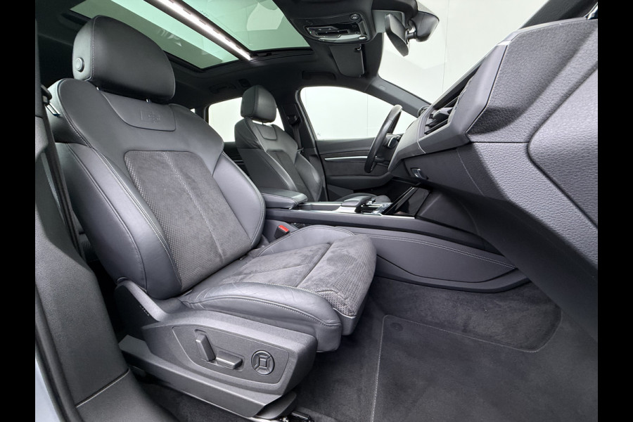 Audi e-tron Quattro S-Line Pano-dak Luchtvering Sportstoelen Zwarte-Hemel PTC Apple Carplay Androi Auto Leder/Alcantara Memory Navi Camera P SOH 91% Stoelverwarming Led Elek.Stoelen DAB Elek.Achterklep Keyless Dealeronderhouden Origineel Nederlandse Auto Zeer Compleet
