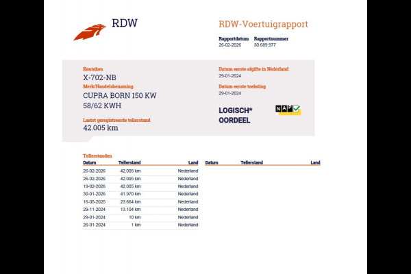 CUPRA Born Edition 62kWh 3 Fase Navi Ecc Apple Carplay Android 18"lm Adaptive-Cruise Pdc SOH 93% Stoel+Stuurverwarming Privacy Glas Lmv Led Isofix DAB Bluetooth Rijstrooksensor 1e Eigenaar Origineel Nederlandse Auto Dealeronderhouden 11kw laden thuis