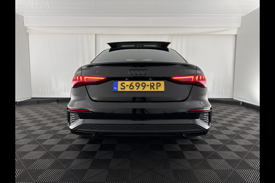 Audi A3 Limousine 35 TFSI S-Line Edition (INCL-BTW) Aut. *PANO | LEATHER-FABRIC | FULL-LED | AMBIENTLIGHT | SPORTSEATS | DIGI-COCKPIT | NAVI-FULLMAP | PRIVACYGLASS | SHIFTPADDLES | DAB+ | ADAPTIVE-CRUISE | 17"ALU*