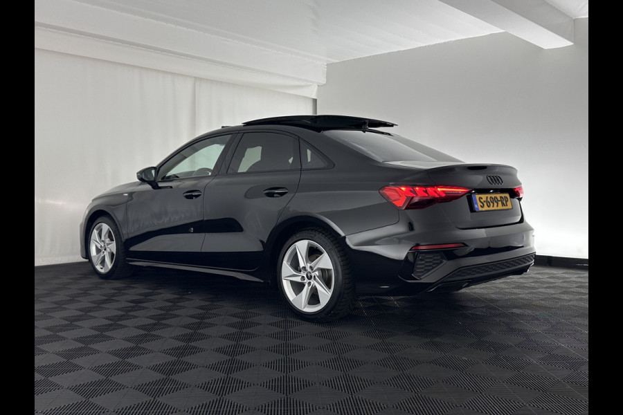 Audi A3 Limousine 35 TFSI S-Line Edition (INCL-BTW) Aut. *PANO | LEATHER-FABRIC | FULL-LED | AMBIENTLIGHT | SPORTSEATS | DIGI-COCKPIT | NAVI-FULLMAP | PRIVACYGLASS | SHIFTPADDLES | DAB+ | ADAPTIVE-CRUISE | 17"ALU*