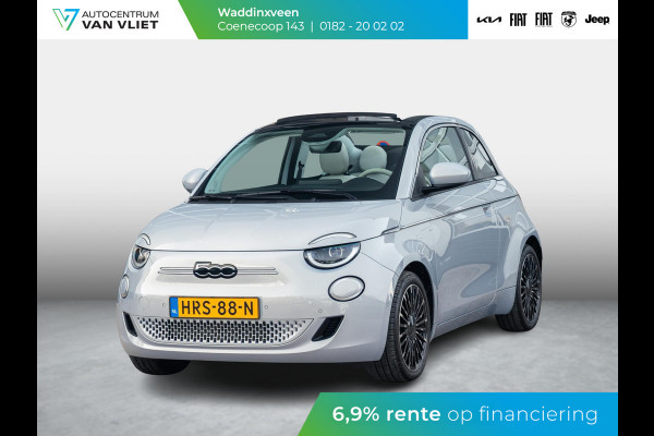 Fiat 500E Cabrio La Prima 42 kWh | 17% Bijtelling | Clima | Cruise | Leder | 17" | Priv Glass | Winter Pack | JBL Sound | BSM | Apple Carplay