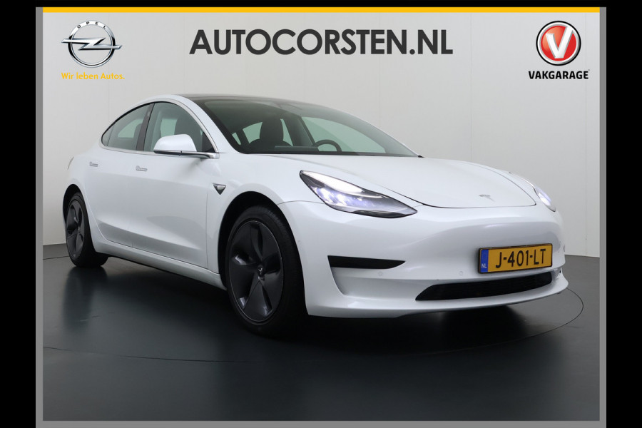 Tesla Model 3 SR+ 325PK AutoPilot Leer Pano-Dak Adaptive Cruise Lmv 18" Camera's Elektr.-Stuur+Stoelen+Spiegels+Geheugen+Easy-Entry+Verwarmde  Soh 85% Ecc Navi Led DAB Voorverwarmen interieur via App Keyless One-Pedal-Drive 1e Eigenaar Origineel Nederlands Fabrieksgarantie op Accu en Motor tot 28-9-2028/160.000KM