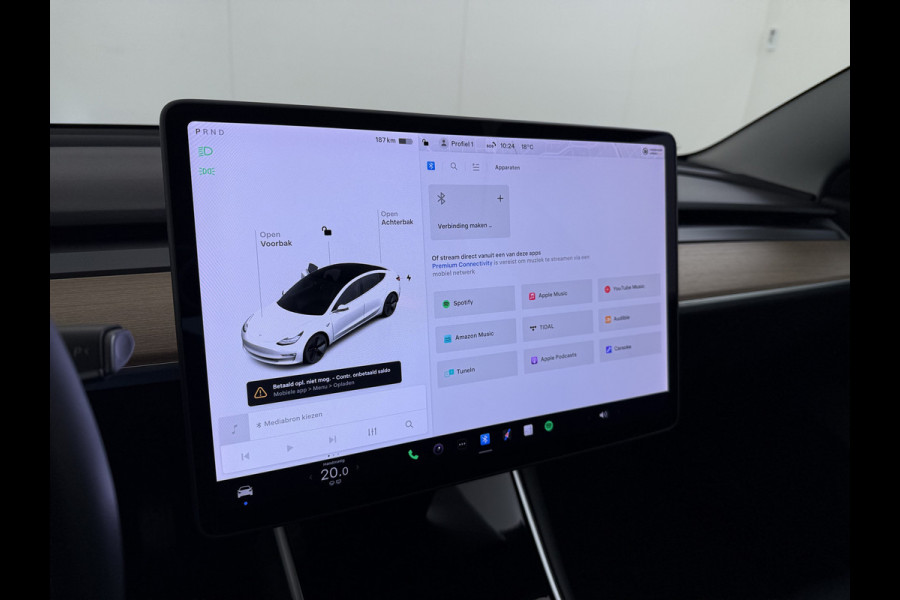 Tesla Model 3 SR+ 325PK AutoPilot Leer Pano-Dak Adaptive Cruise Lmv 18" Camera's Elektr.-Stuur+Stoelen+Spiegels+Geheugen+Easy-Entry+Verwarmde  Soh 85% Ecc Navi Led DAB Voorverwarmen interieur via App Keyless One-Pedal-Drive 1e Eigenaar Origineel Nederlands Fabrieksgarantie op Accu en Motor tot 28-9-2028/160.000KM