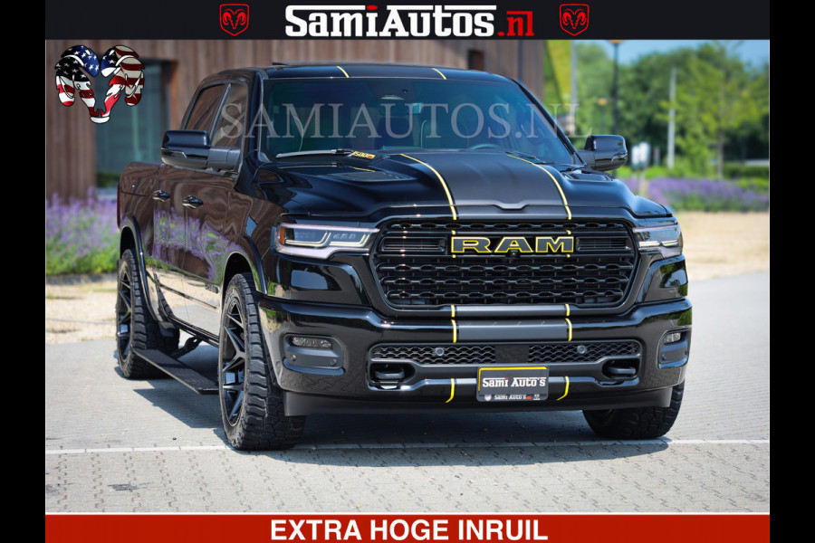 Dodge Ram Limited Night Sport High Output 540HP 706Nm | Massage + Full Option | De Meest Luxe en Volle Pick-Up in zijn Klasse | Comfortabele Dubbele Cabine met Royale 5 Zitplaatsen | BPM vrij | Nu Leverbaar uit Voorraad | Voorraad Nr 2356 - 0990