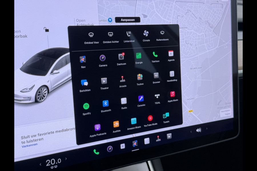 Tesla Model 3 SR Plus 325PK LFP Accu Lmv 19" AutoPilot Leder Pano-dak Adaptive-Cruise Camera's Elektr.-Stuur+Stoelen+Spiegels+Geheugen+Easy-En SOH 91% Navi LED ACC DAB Voorverwarmen interieur via App Keyless One-Pedal-Drive 1e Eigenaar Origineel Nederlandse Auto Fabrieksgarantie op Accu en Motor tot 08-12-2028/160.000KM