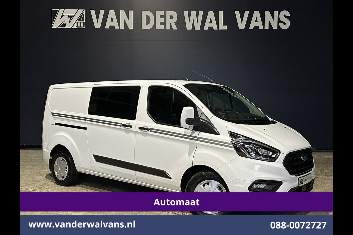 Ford Transit Custom 2.0 TDCI 131pk Automaat L2H1 Dubbele Cabine Euro6 Airco | 5-Zits | Camera | Navigatie | LED Apple Carplay, Android Auto, Adaptieve Cruisecontrol, Trekhaak, Stoelverwarming, Verwarmde voorruit, Parkeersensoren