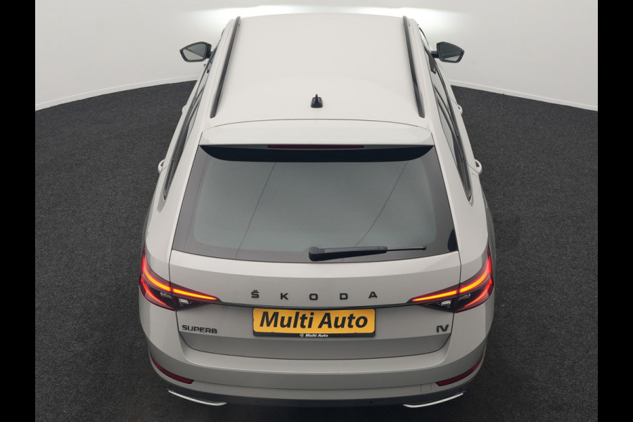 Škoda Superb Combi 1.4 TSI iV Sportline Business Plug In Hybrid 218pk Dealer O.H. PHEV | Trekhaak Af Fabriek | Adaptive Cruise | 360 Camera | Canton Audio | Alcantara Sportstoelen Memory & Verwarmd | Sfeerverlichting | Stuur Verwarmd | Keyless | Crystal LED | DAB |