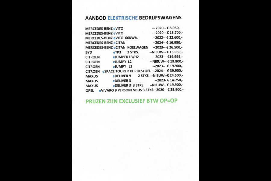 Peugeot e-Expert /Mercedes e-Citan Koelwagen / Vrieswagen -20 Airco Cruisecontrol LED