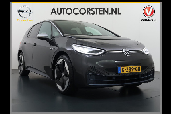 Volkswagen ID.3 First Max 62kWh Pano-dak 20"lm Head-Up-Display Adap.Cruise Camera Elek.Stoelen Navi Ecc Keyless Advanced Head-Up Matrix-Led SOH 91% Ergo Active Stoelen+Stuur+Stoelverwarming Led-a-licht dynamisch Apple Carplay Android Auto Dodehoek detector Dealeronderhouden Origineel Nederlandse Auto € 49.175,- nieuw!
